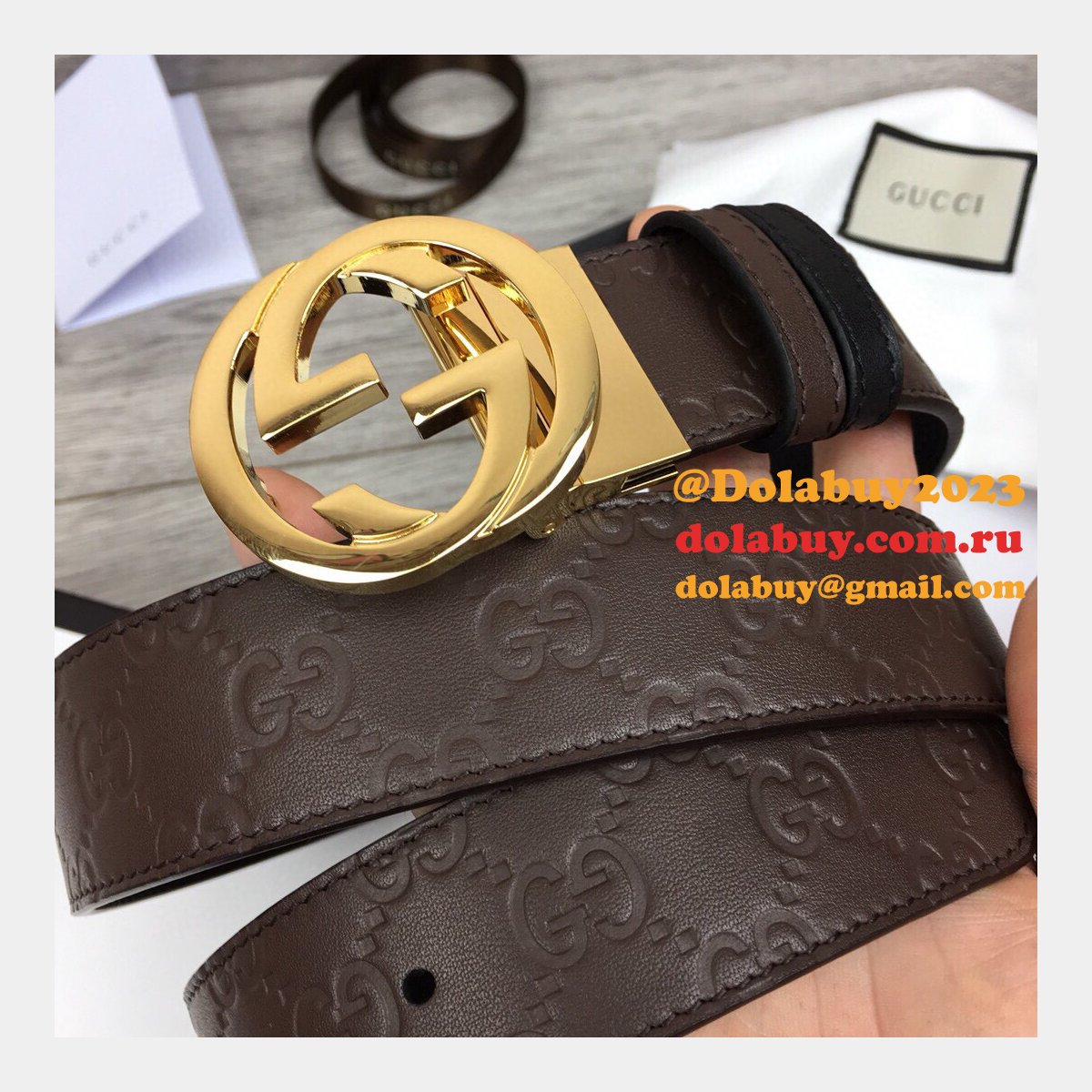 fake G*u*i 37mm double g leather replica belt