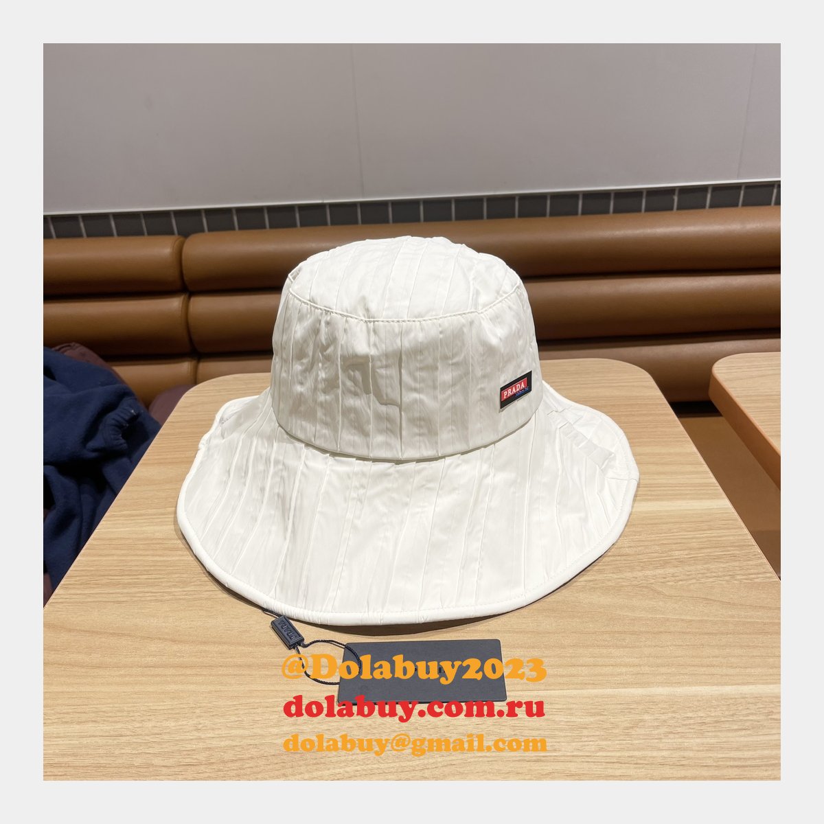 Prada Leather Adjustment band hat nail