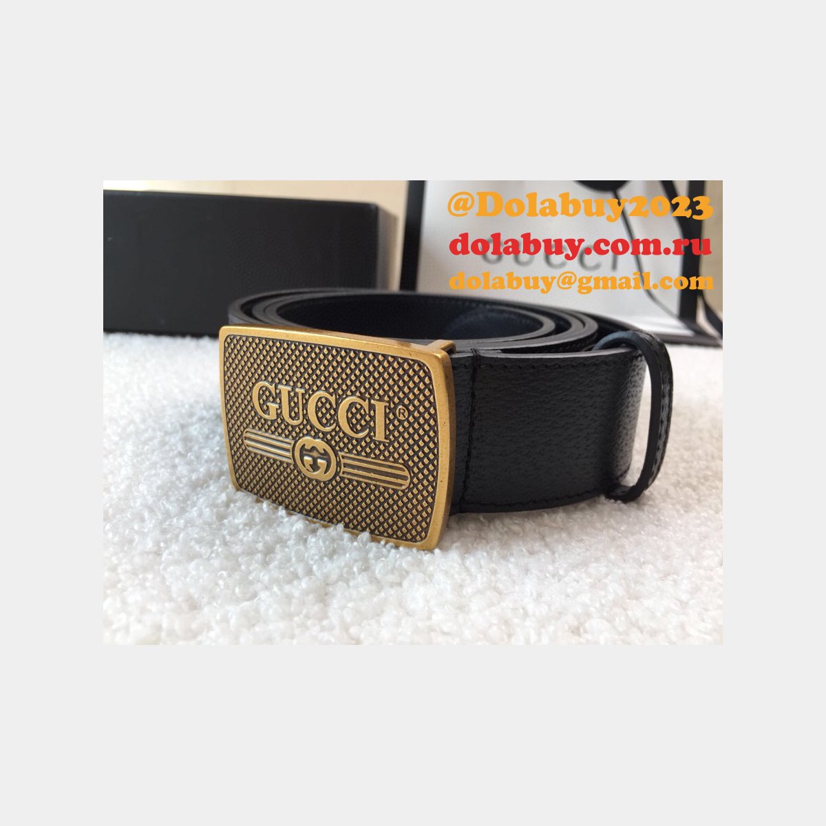 knockoff G*u*i leather belt 38mm black replica