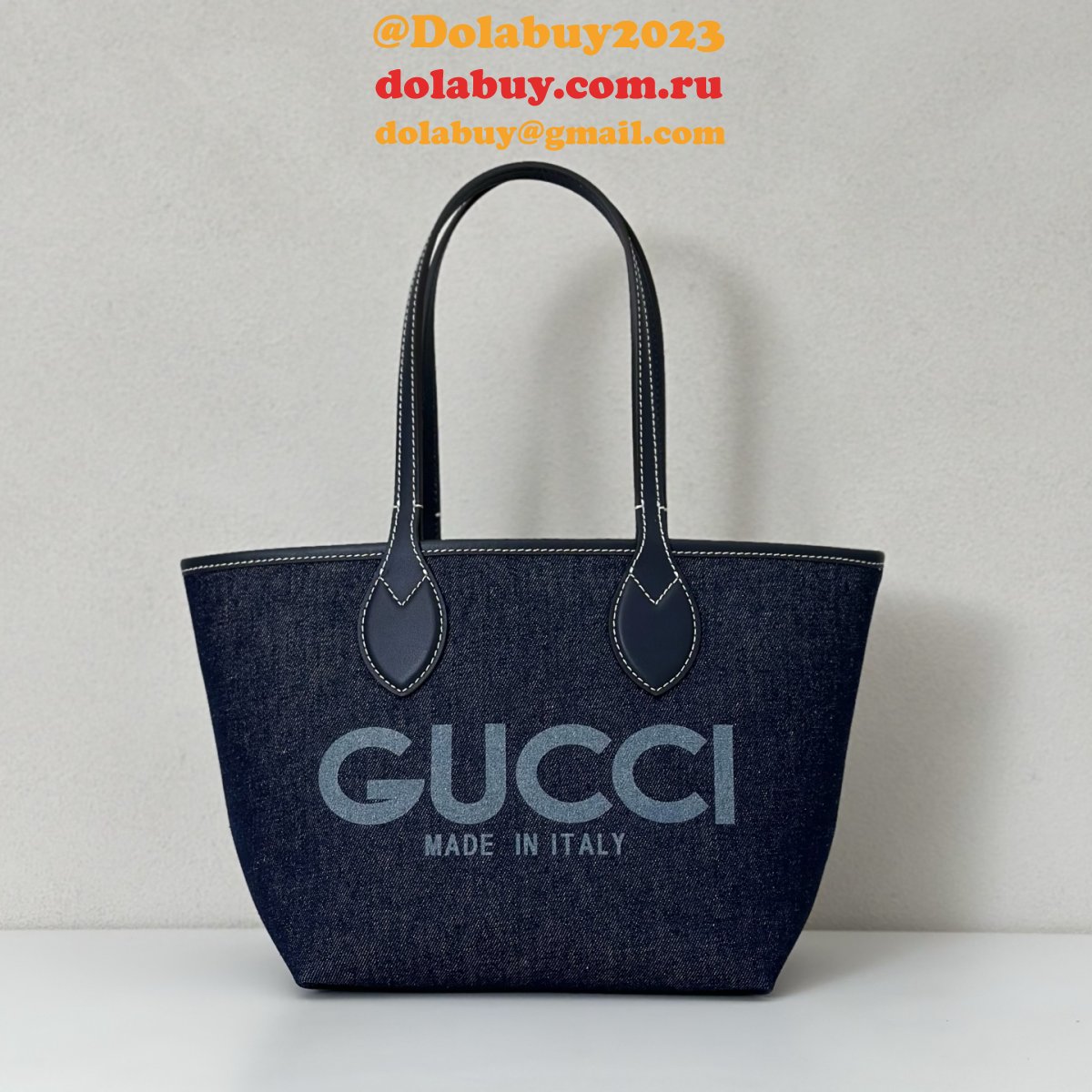 Gucci 820496 Totissima Shoulder Tote GG Denim Replica Bag