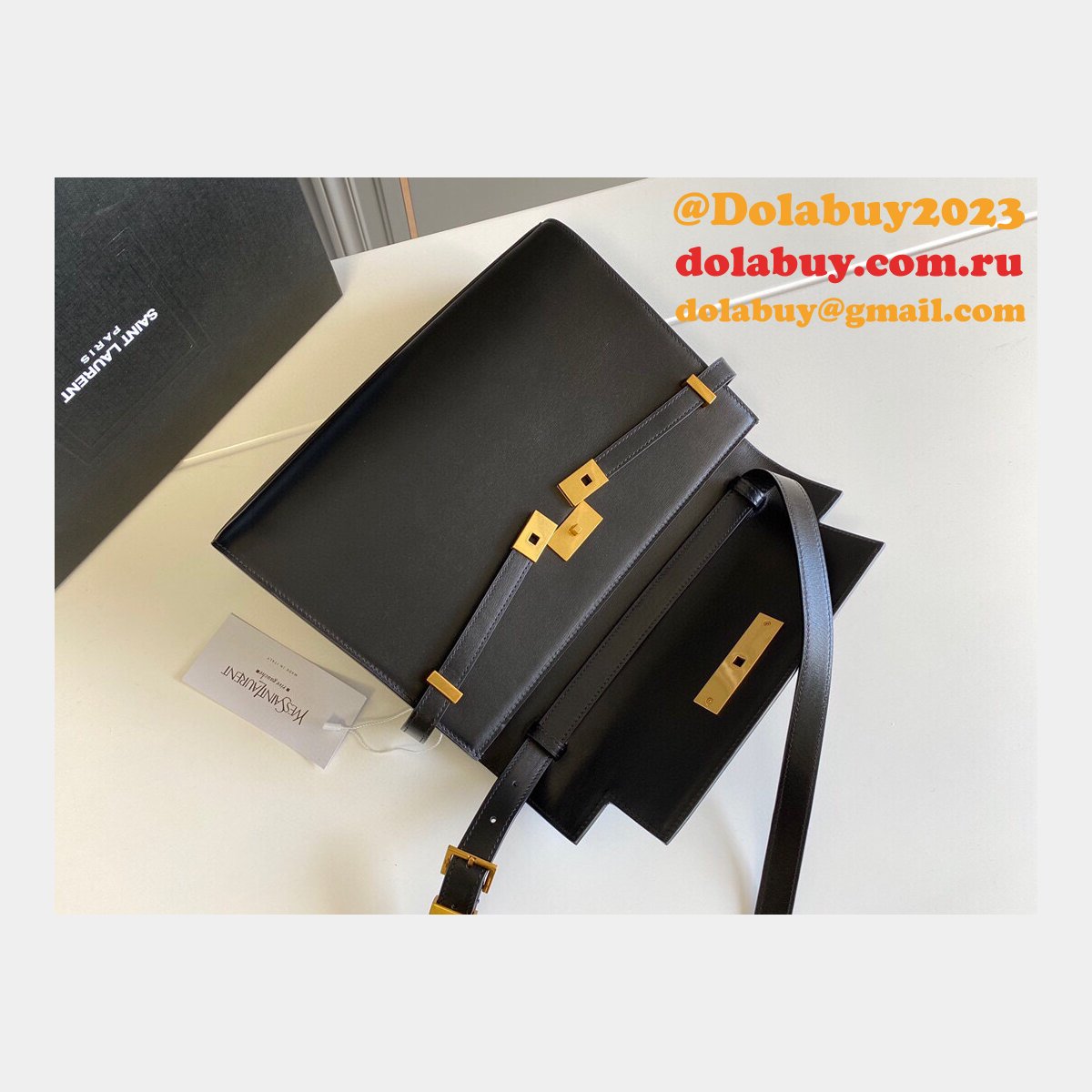 Replica YSL Saint Laurent Small Manhattan Top Handle Bag 29CM Black