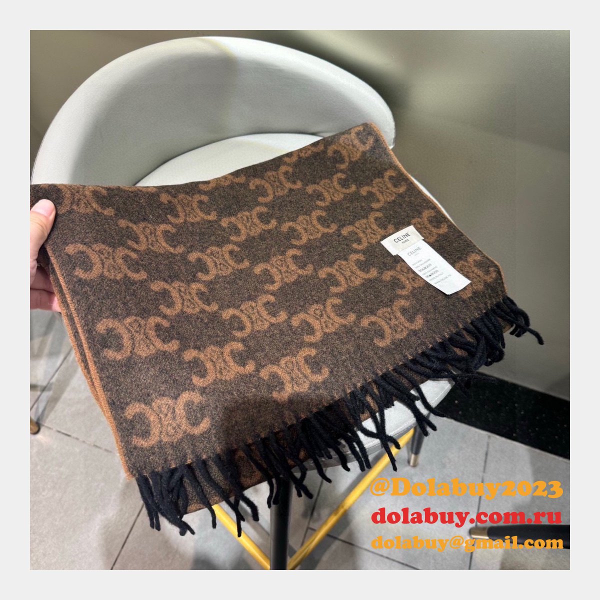 CELINE Arc de Triomphe Sanlin old flower cashmere scarf