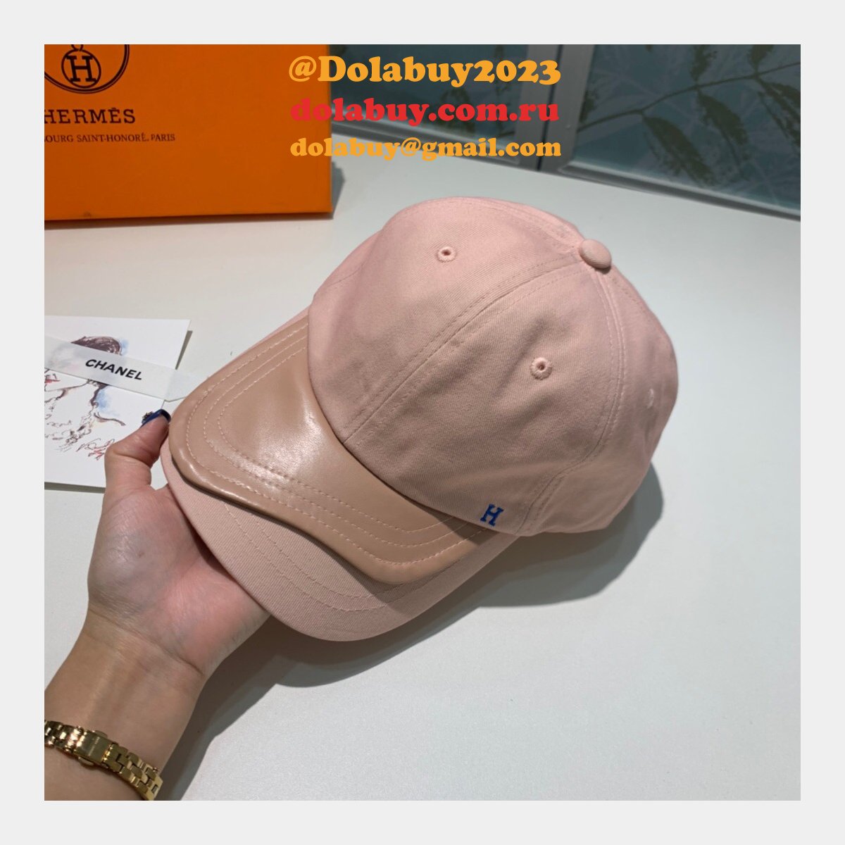 Hermes High Quality Canvas fabric Peaked cap
