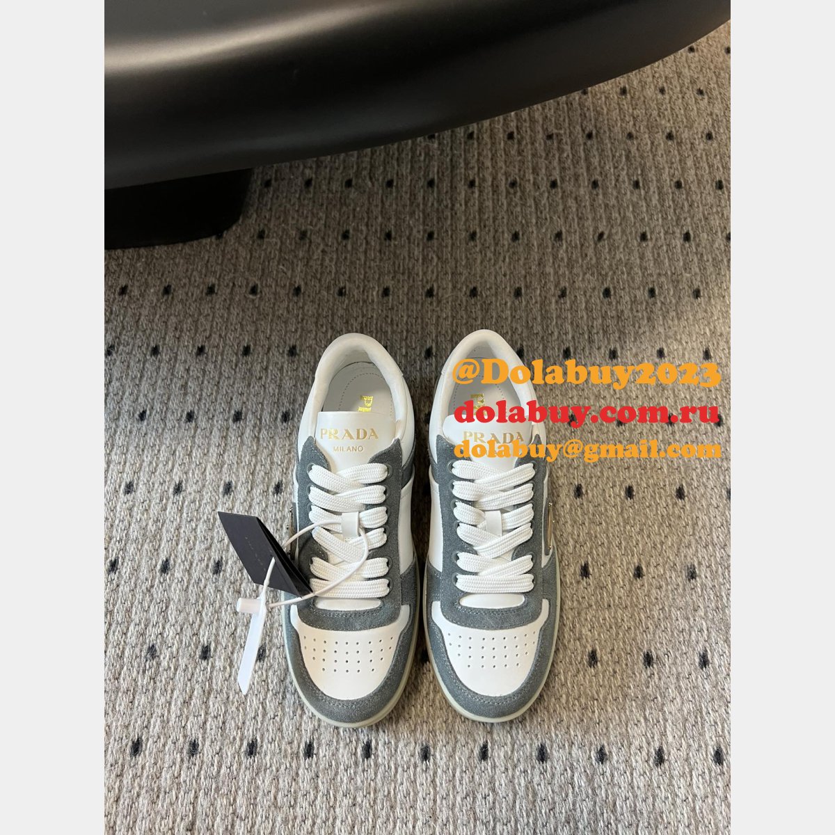 Prada Downtown Bold Nappa Leather And Suede Sneakers