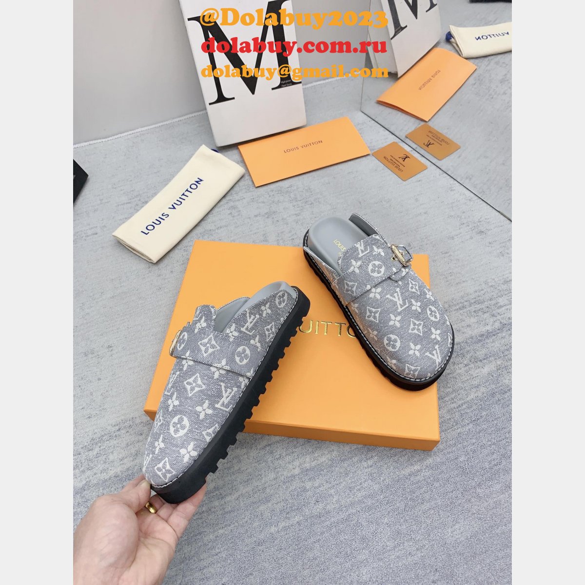 Outlet Replica Louis Vuitton Baotou Drag   men Shoes Dolabuy