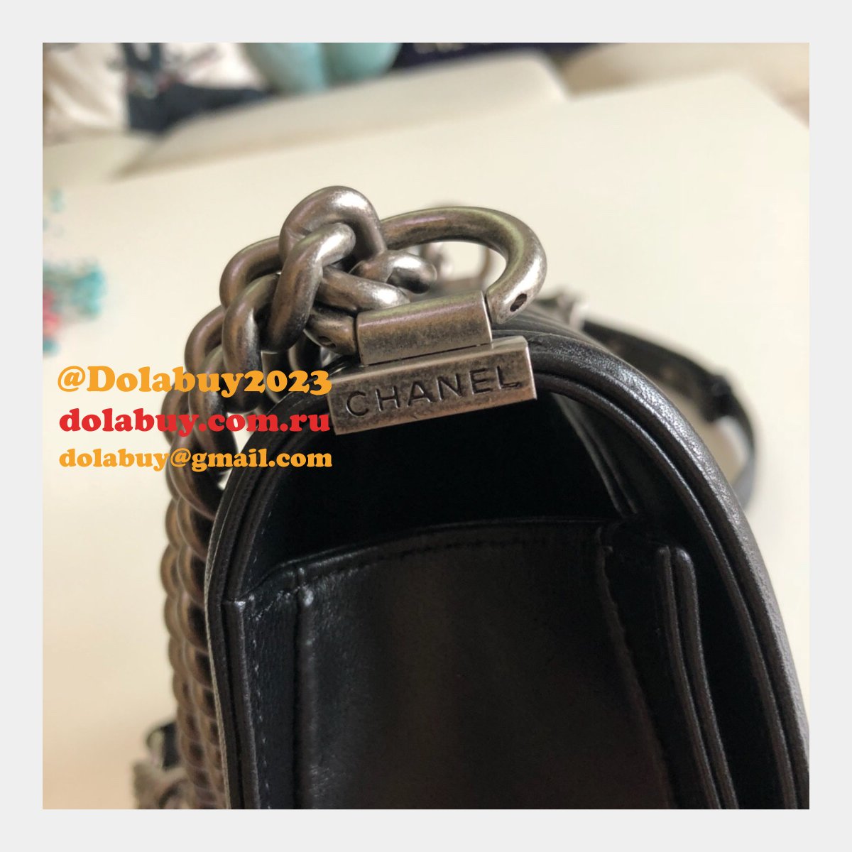 High Quality CC Le Boy Replica Best Black Bags lambksin 20cm