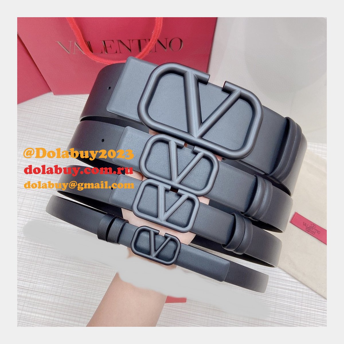 Wholesale Replica Valentino Black/Red Belts