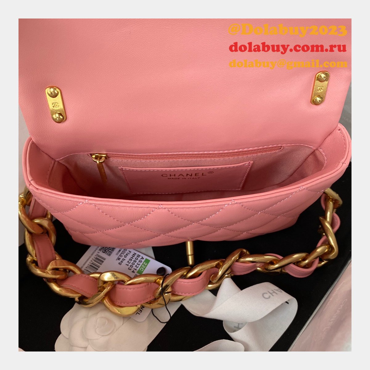 High Quality Designer Replica Flap AS3214/AS3213 Bag Lambskin & Gold-Tone Metal