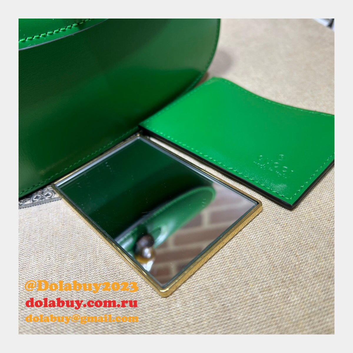 perfect G*u*i copy 675797 small top handle pink/green bag with bamboo