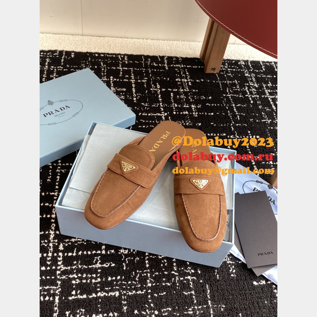 2025 Top Quality Prada Suede Slippers