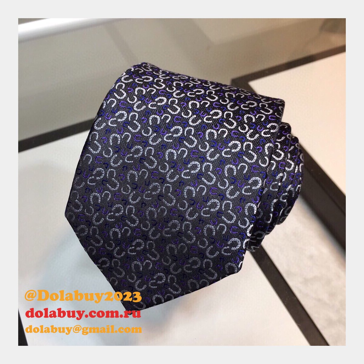 Hermes Replica Mens Silk Tie Geometric Pattern