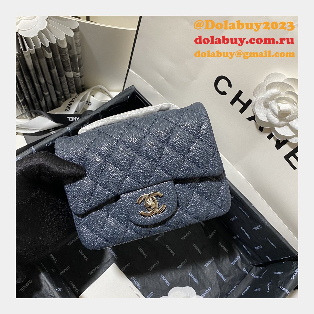 Perfect CC 17CM Classic Flap Caviar Leather Bag