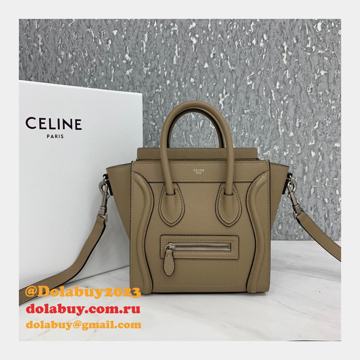 Celine Replica Earth yellow Luggage Nano Shopper 2way Hand Shoulder Bag