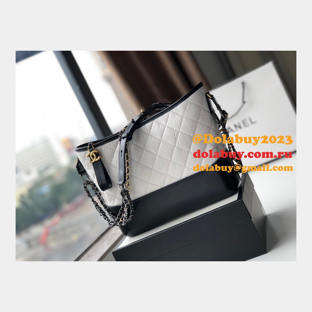 Best CC Gabrielle hobo bag 28cm Black White