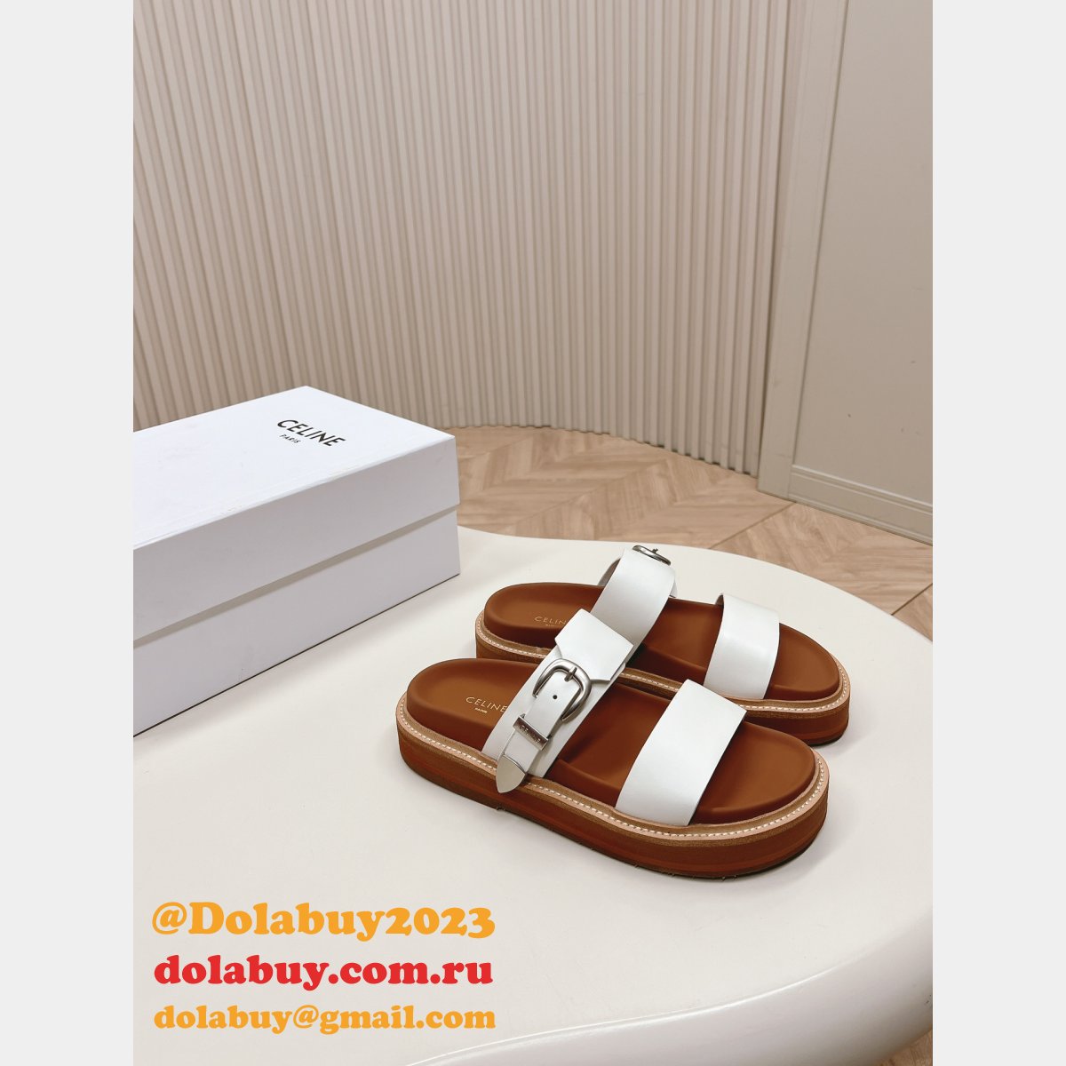 Luxury Celine Sandal Fashion Ladies Slide Platform Knockoff Shoes