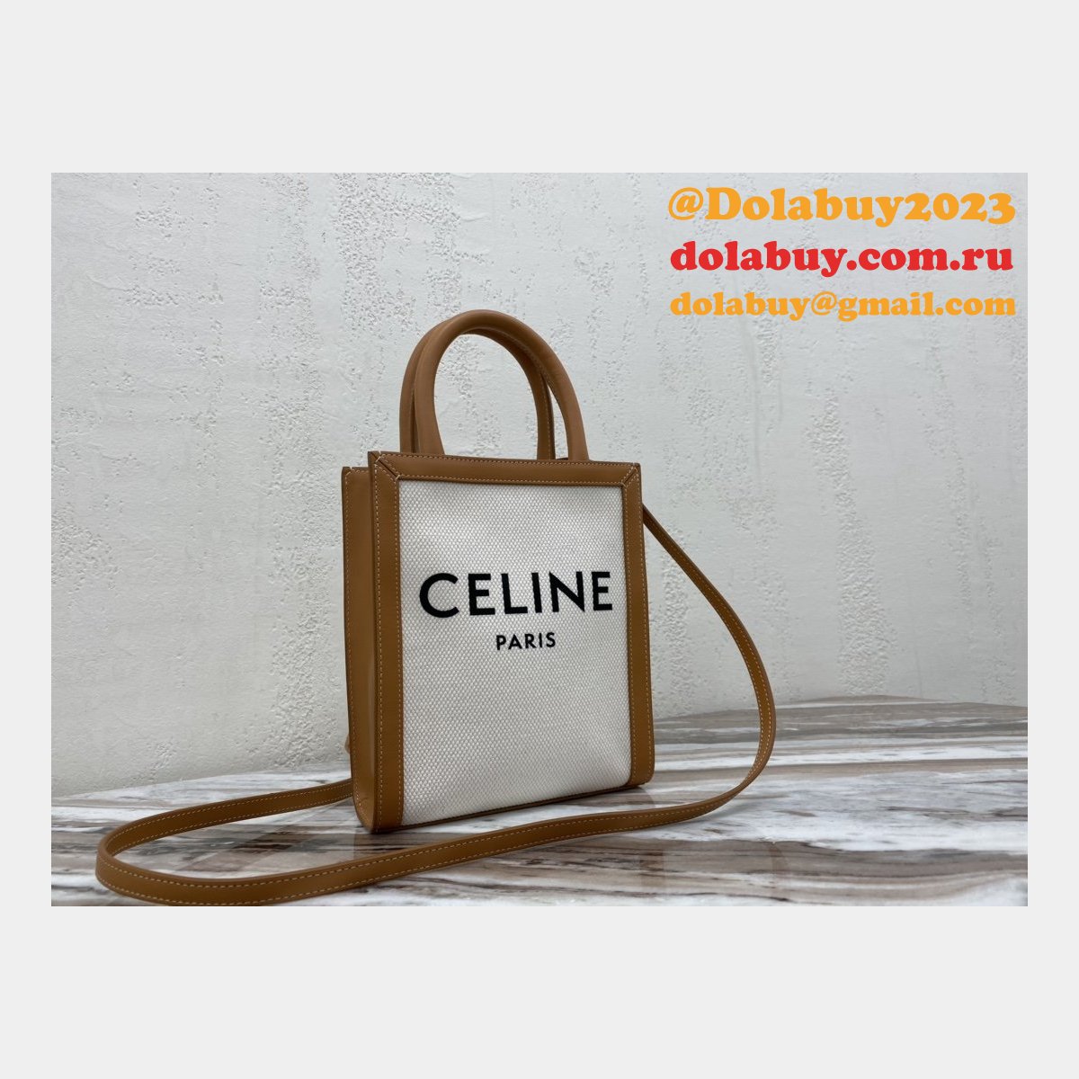 Celine Replica Small Cabas Vertical Bag In Triomphe Canvas