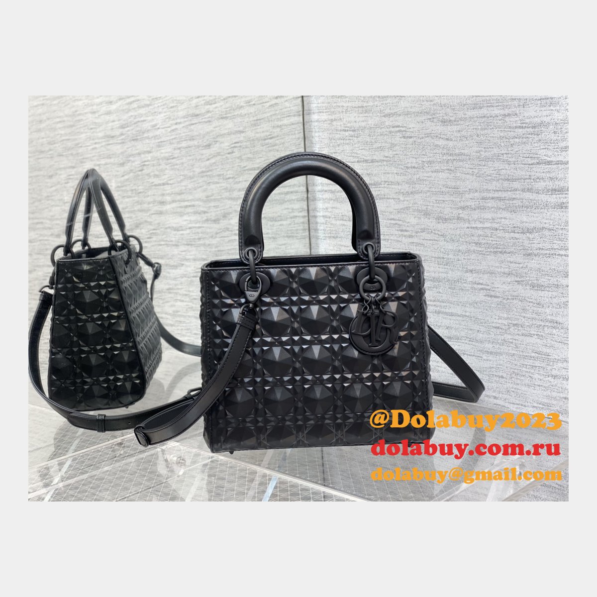Christian Lady Dior 24cm AAA+ Replica Top Quality Black Bag