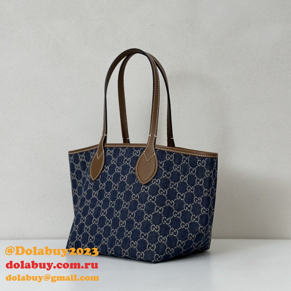 G*u*i totissima small reversible tote shoulder 820496 blue bag