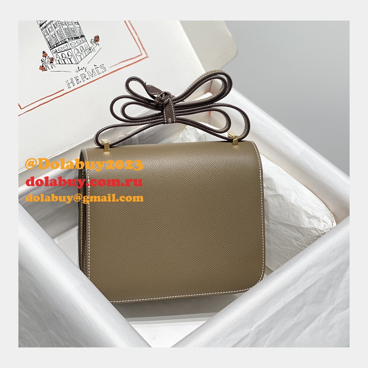 Hermes Constance Bag 18cm Epsom Leather Elephant grey