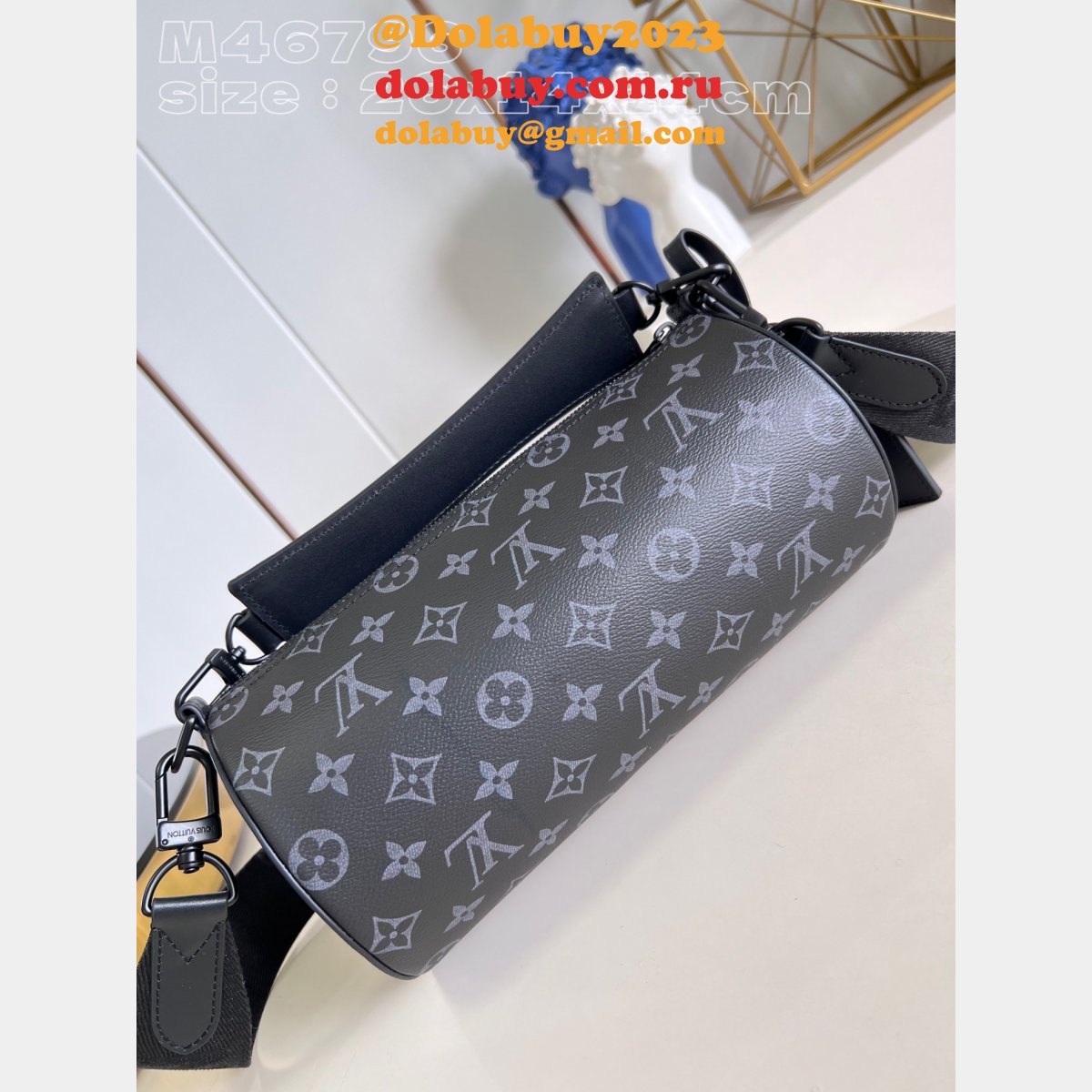 Soft Polochon M46796 Monogram Eclipse Replicas Louis Vuitton Bag