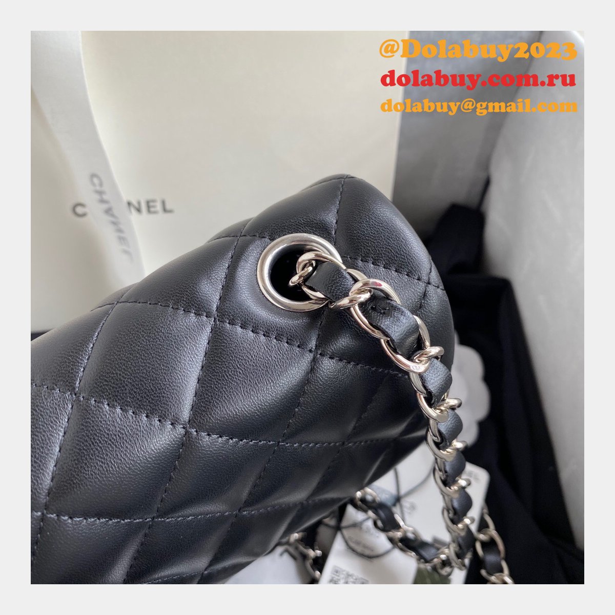 2020 Luxury CC CF 20CM Flap Lambskin Classic Black Bags
