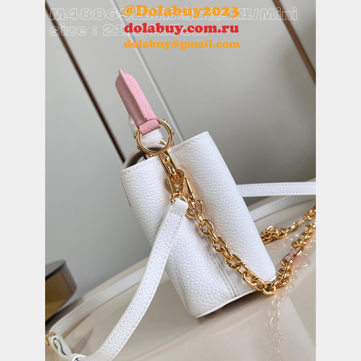 Replica 1:1 Mirror Louis Vuitton Capucines M48865 White Bags
