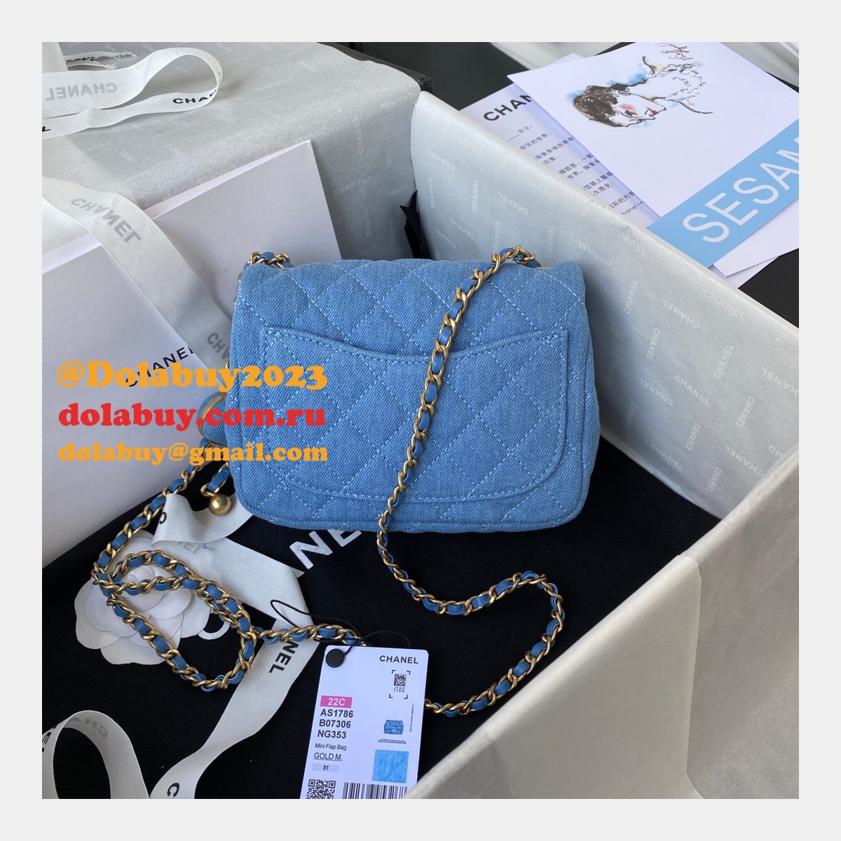 Best Replica AS1786/AS1787 light/deep Blue color Denim Handbags 2022