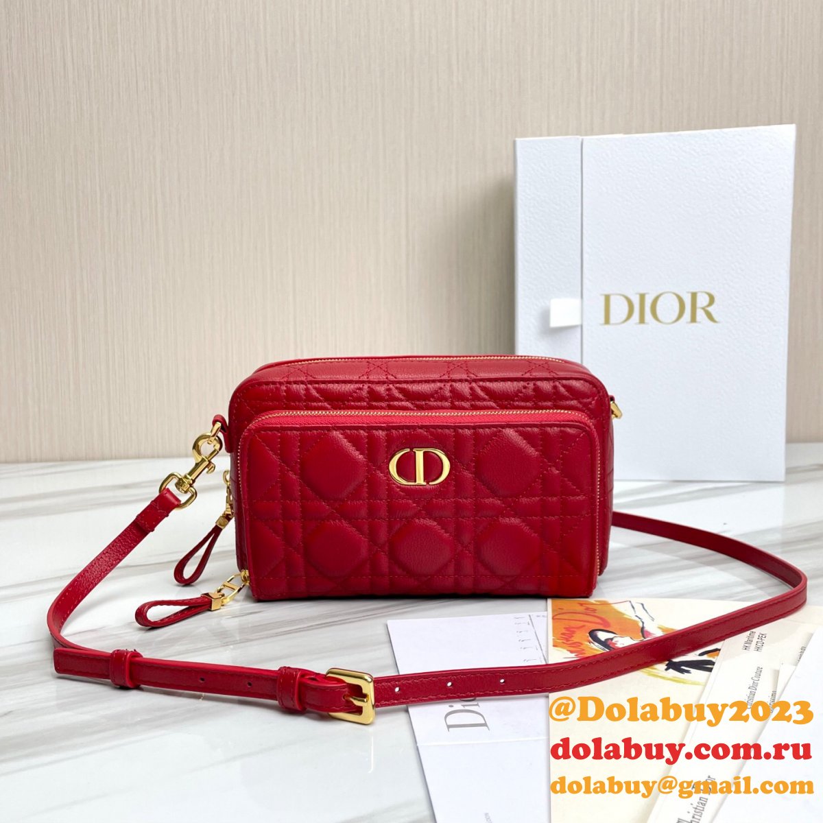 High Quality Dior Caro Bag Brown Supple Cannage Calfskin