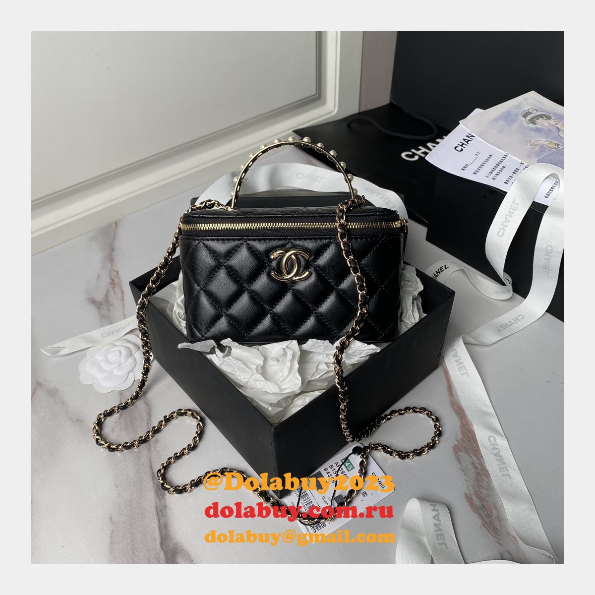 Best AP3956 Vanity Shoulder 1:1 Mirror Luxury Fake Bags