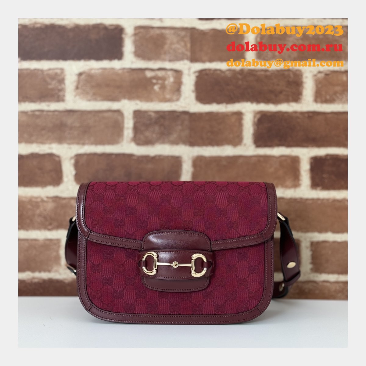 GG Supreme 602204 Red 602204 Replicas Gucci 1955 Horsebit Bags