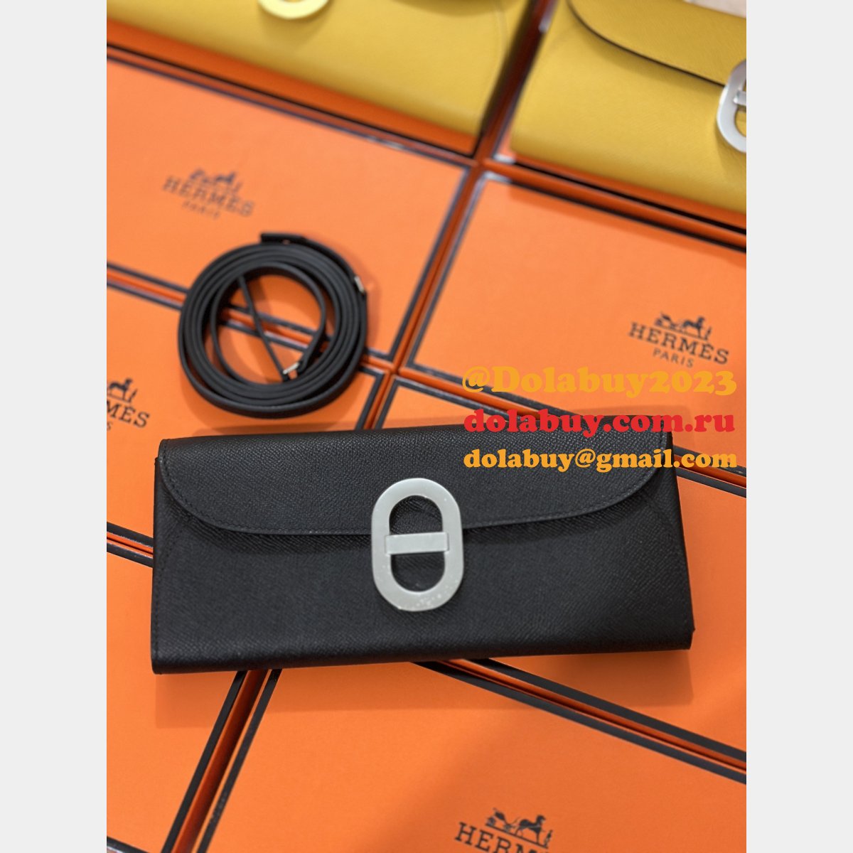 Luxury Hermes  D Ancre to go clutch Epsom bag