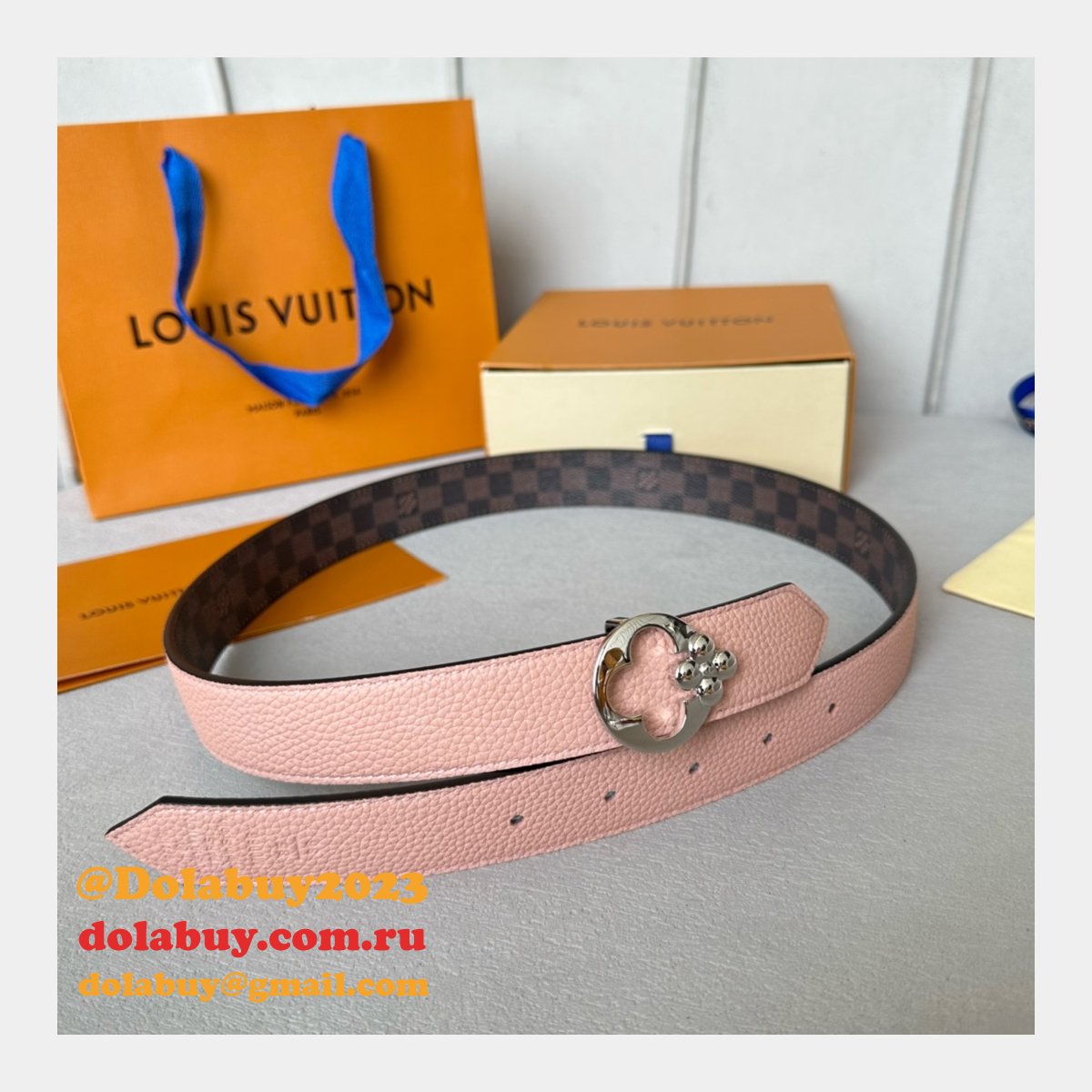 Designer LOUIS VUITTON Women Flowergram Belt 30MM