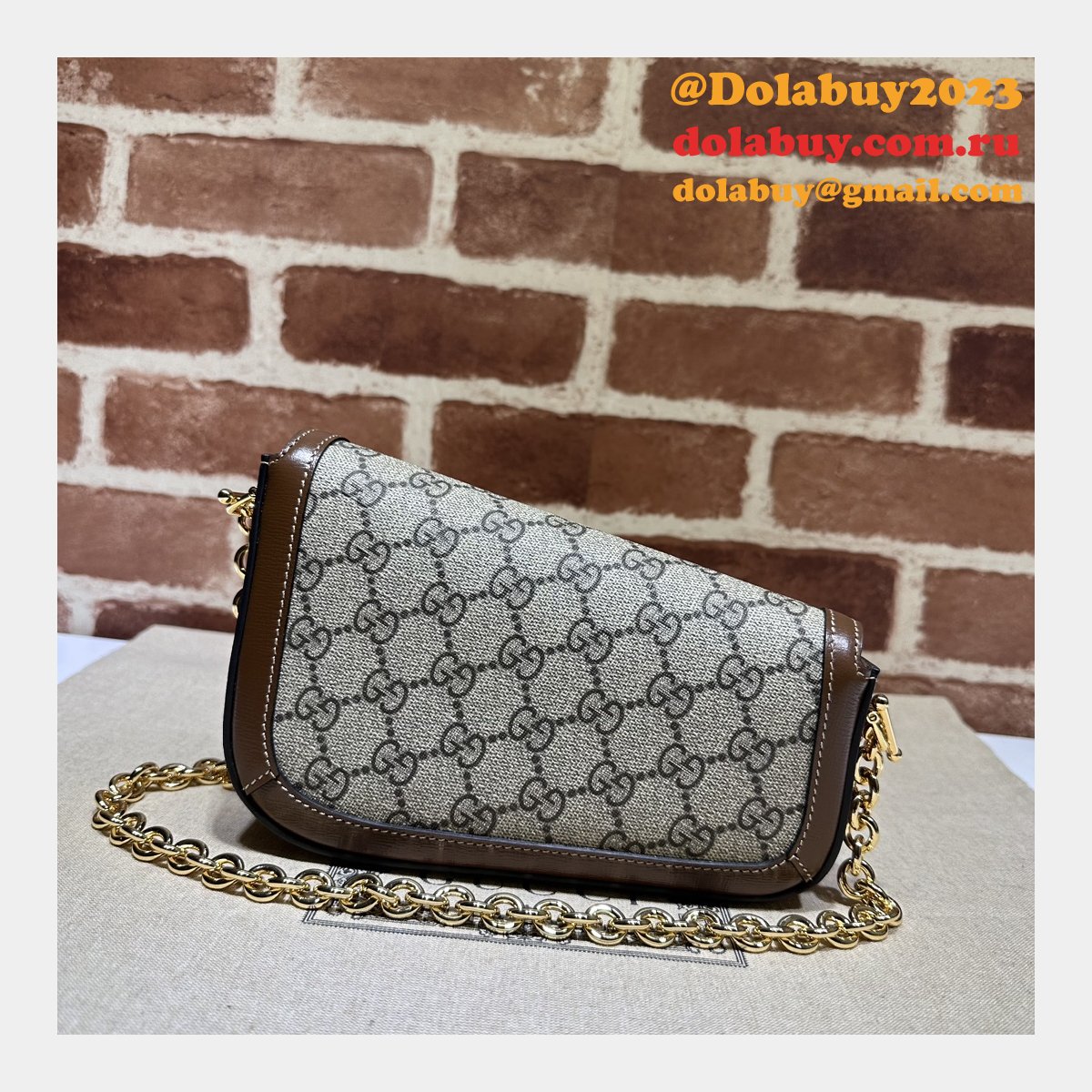 horsebit shoulder G*u*i perfect 1955 774209 fashion brown bag