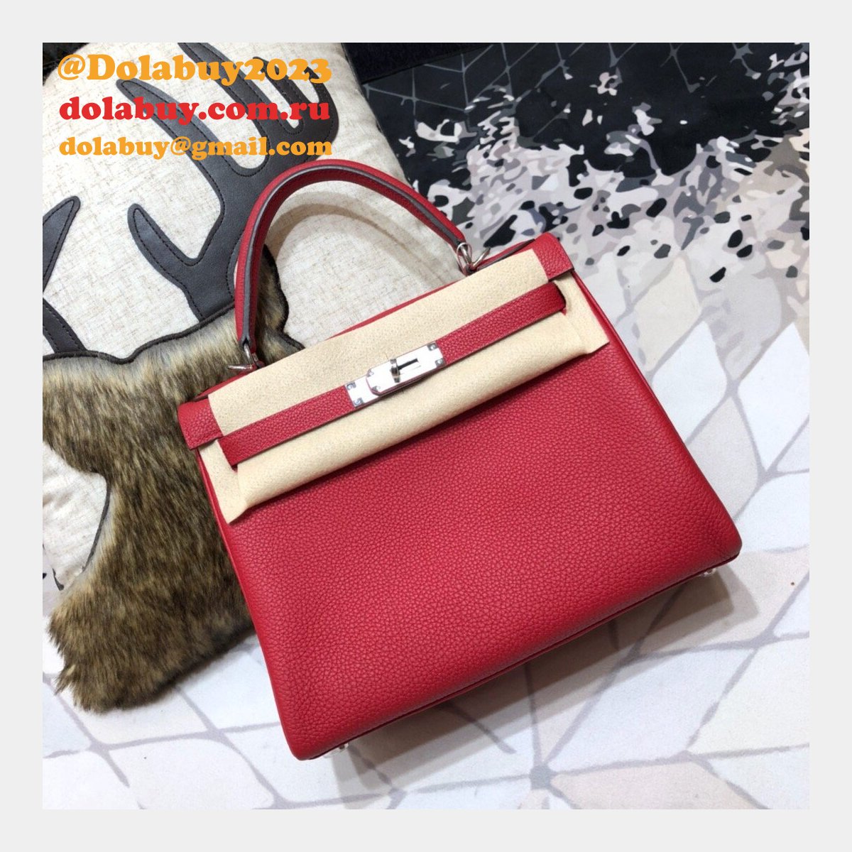 Hermes Kelly 32cm Togo leather Red