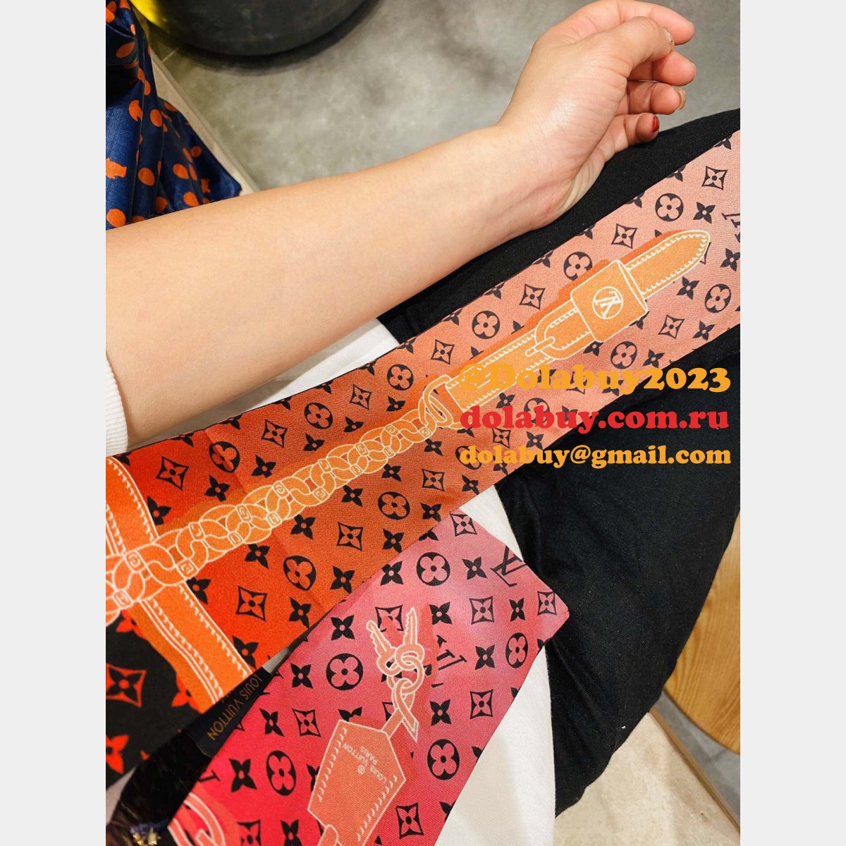 UK louis vuitton Double silk Ribbon Straps bow tie streamers