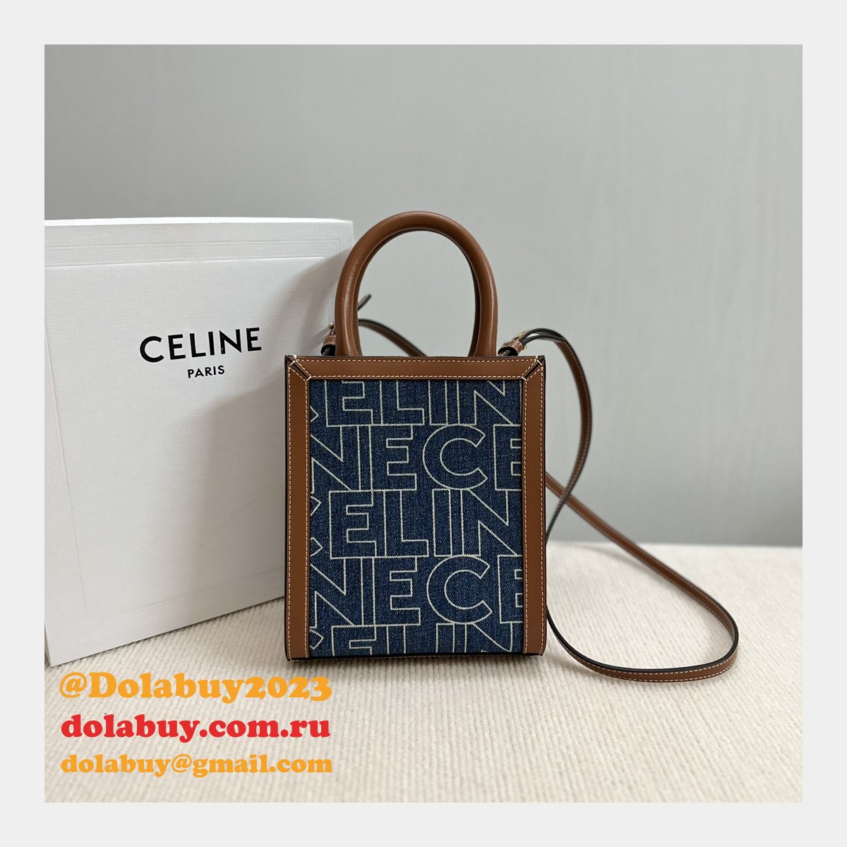 Top Quality celine MINI CABAS BAGS canvas 193302