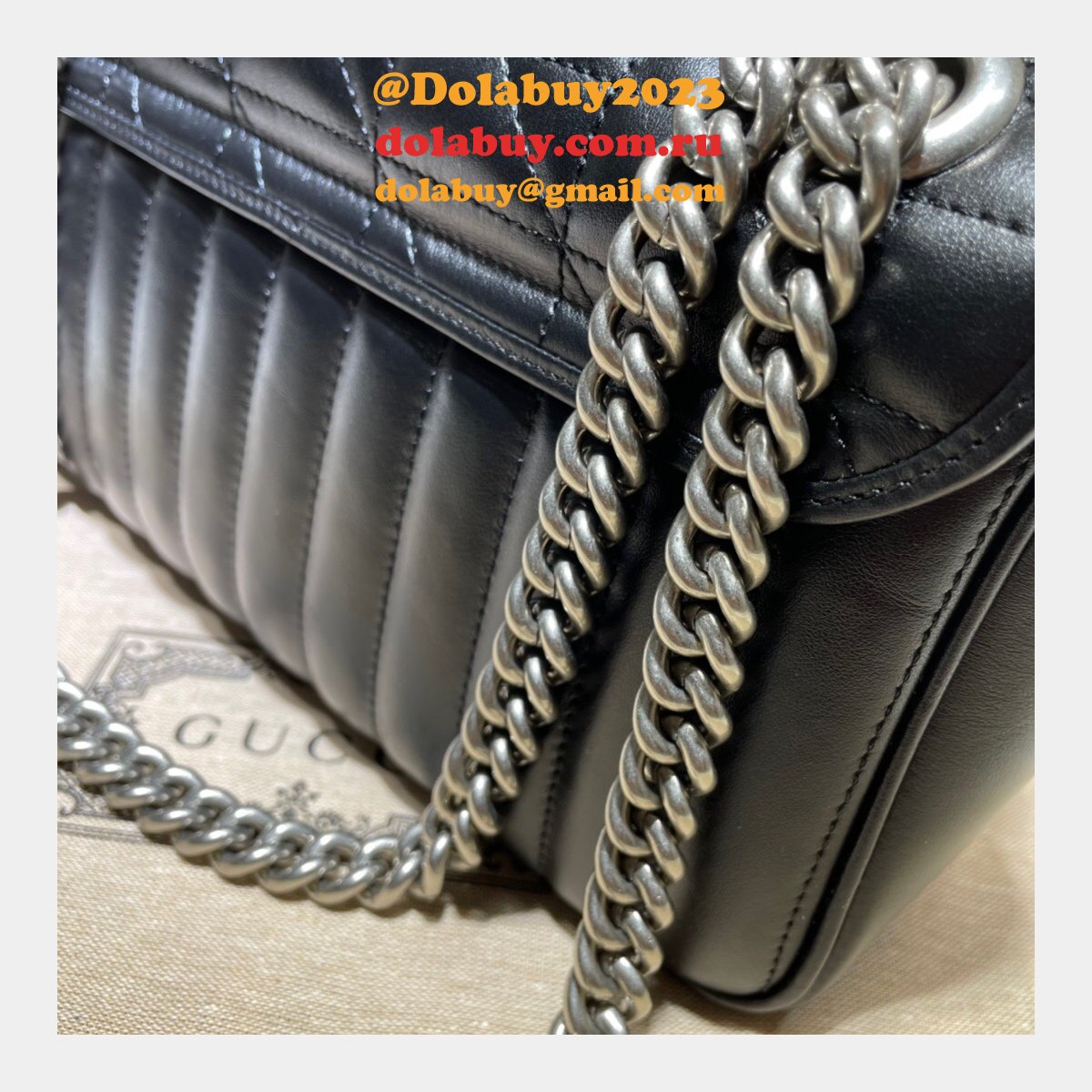 designer G*u*i replicas gg marmont matelassé shoulder bag in hibiscus black 443497 leather