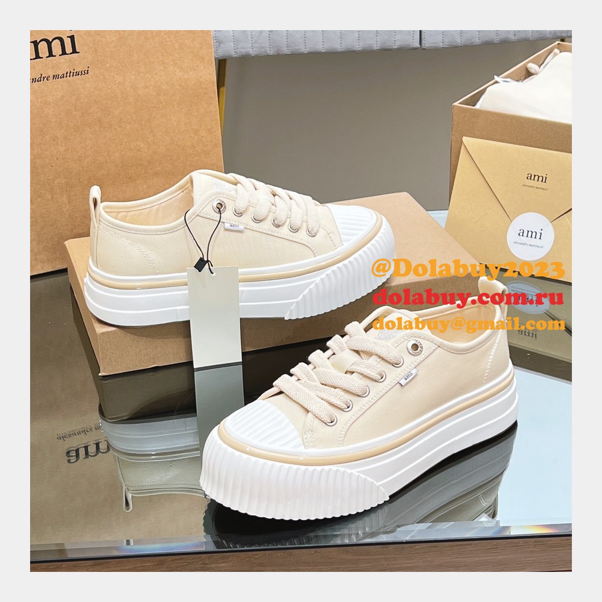 Ami Paris High Quality Platform Tpu Canvas Replica Shoes