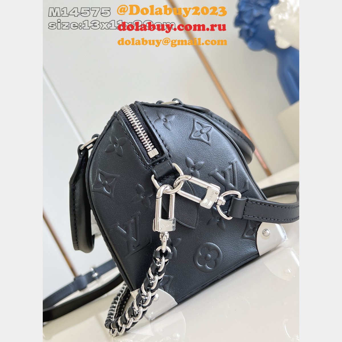 Louis Vuitton Speedy 20 Trunk Bag M14575 Luxury Black Perfect