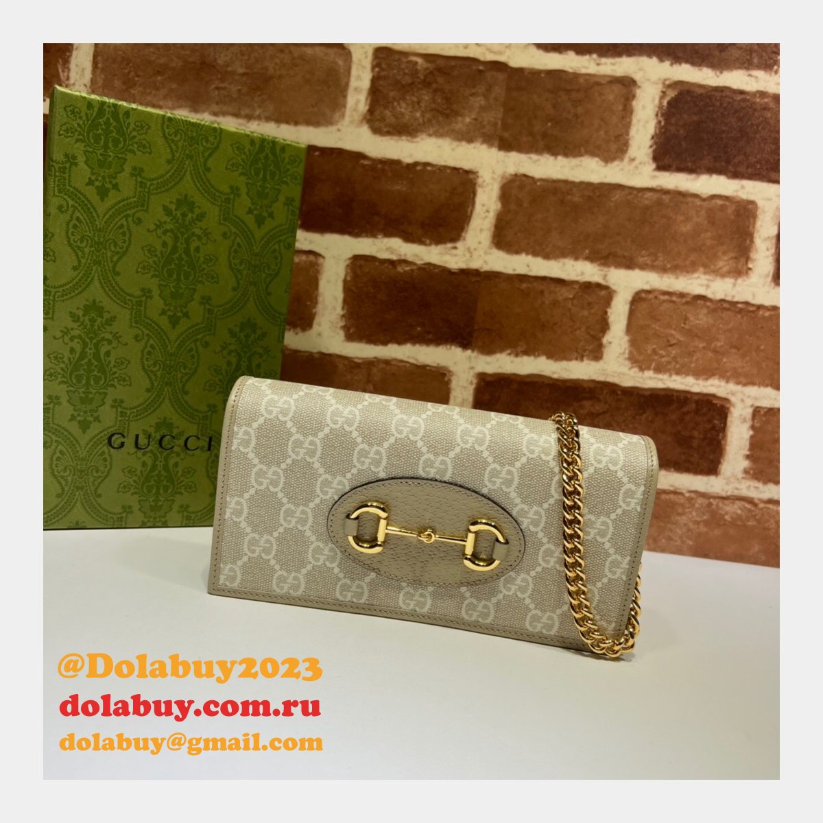 G*u*i replica 621892 horsebit 1955 wallet with chain top quality gg supreme