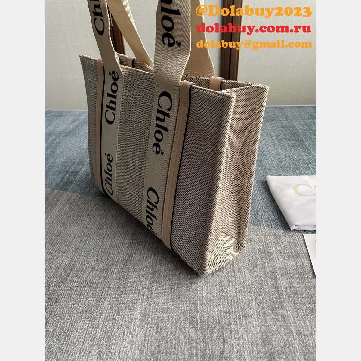 Best Quality Chloe Woody Tote Bag in Cotton Canvas 36CM