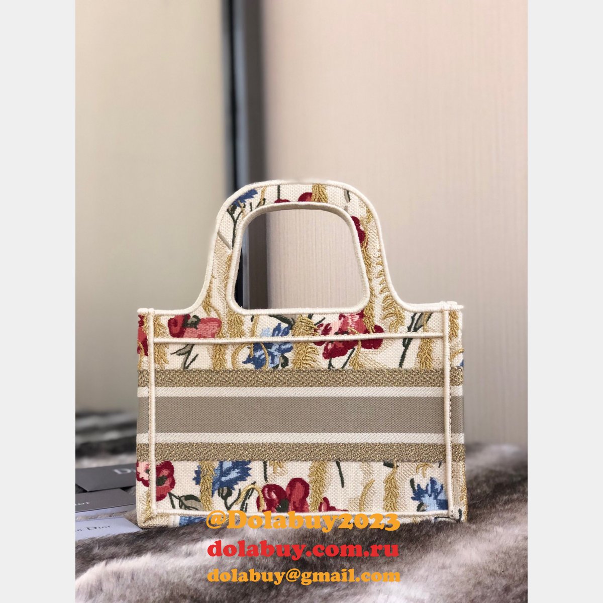 Mini Dior Book Tote Replica Oblique Embroidery