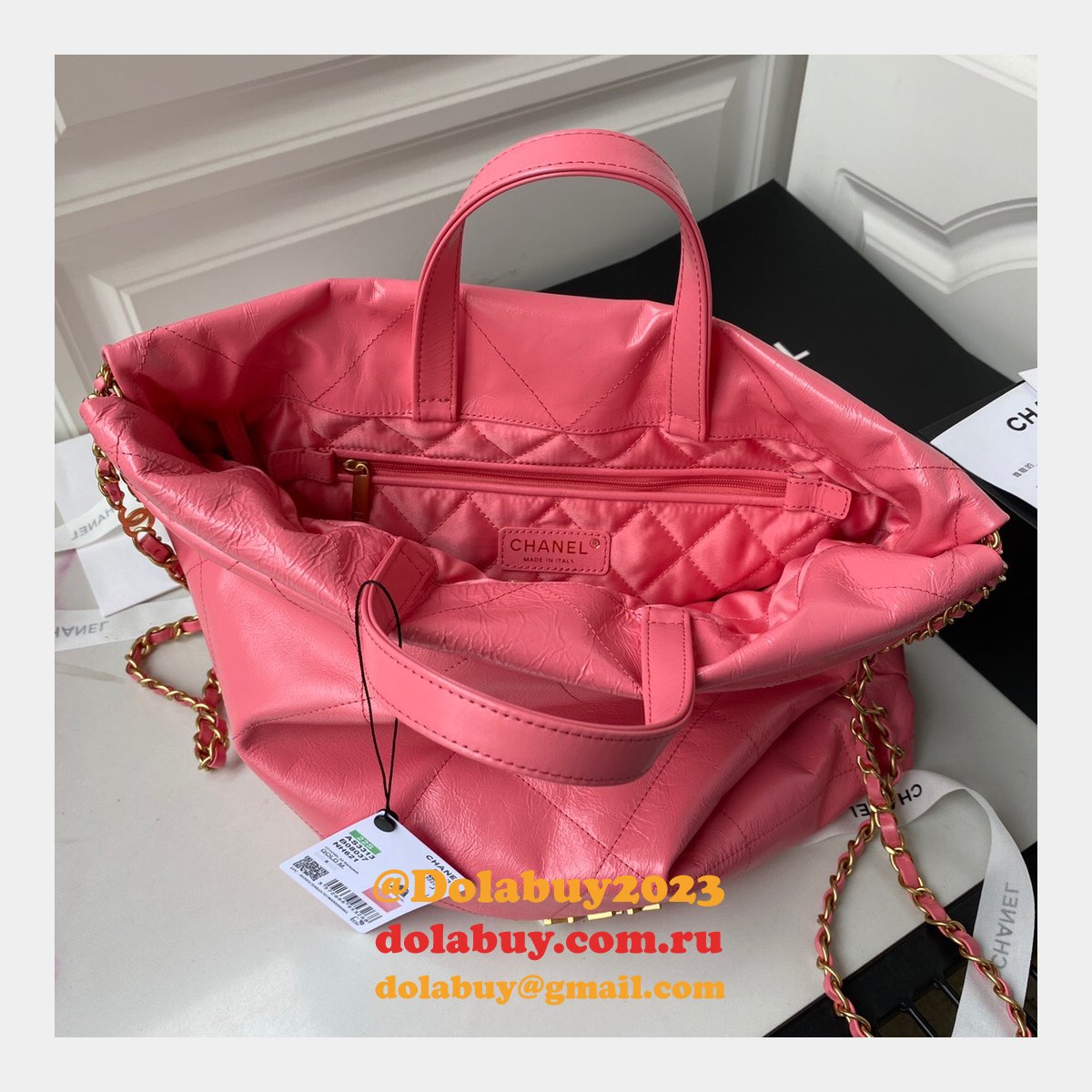 Designer 22 Replica Backpack Shiny Calfskin AS3313 Gold-Tone Metal