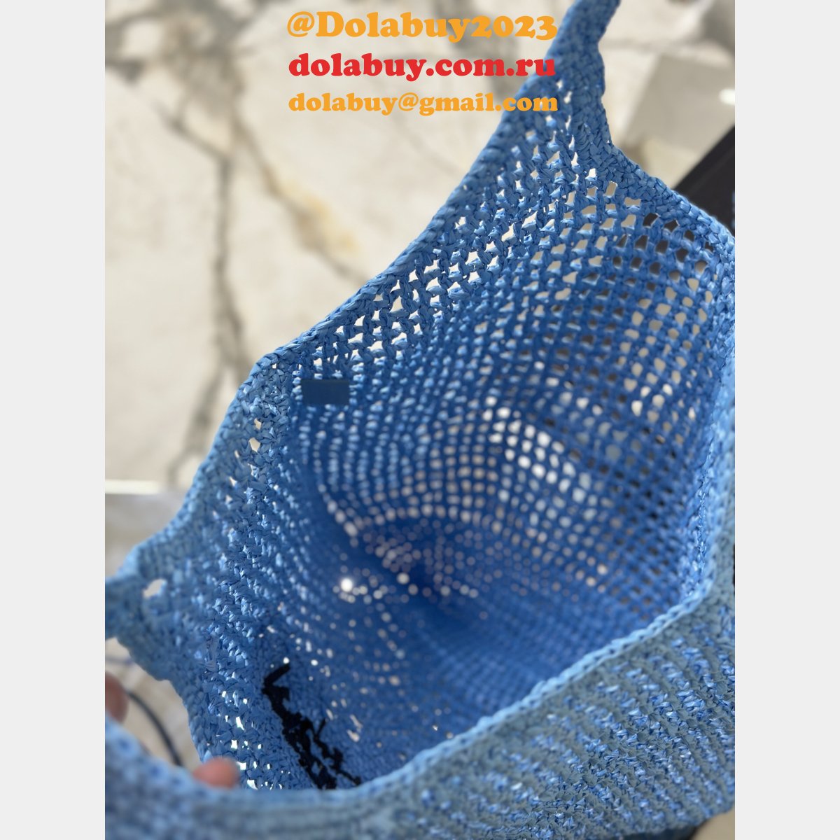 Duplicate prada raffia woven tote bag large 1BG424