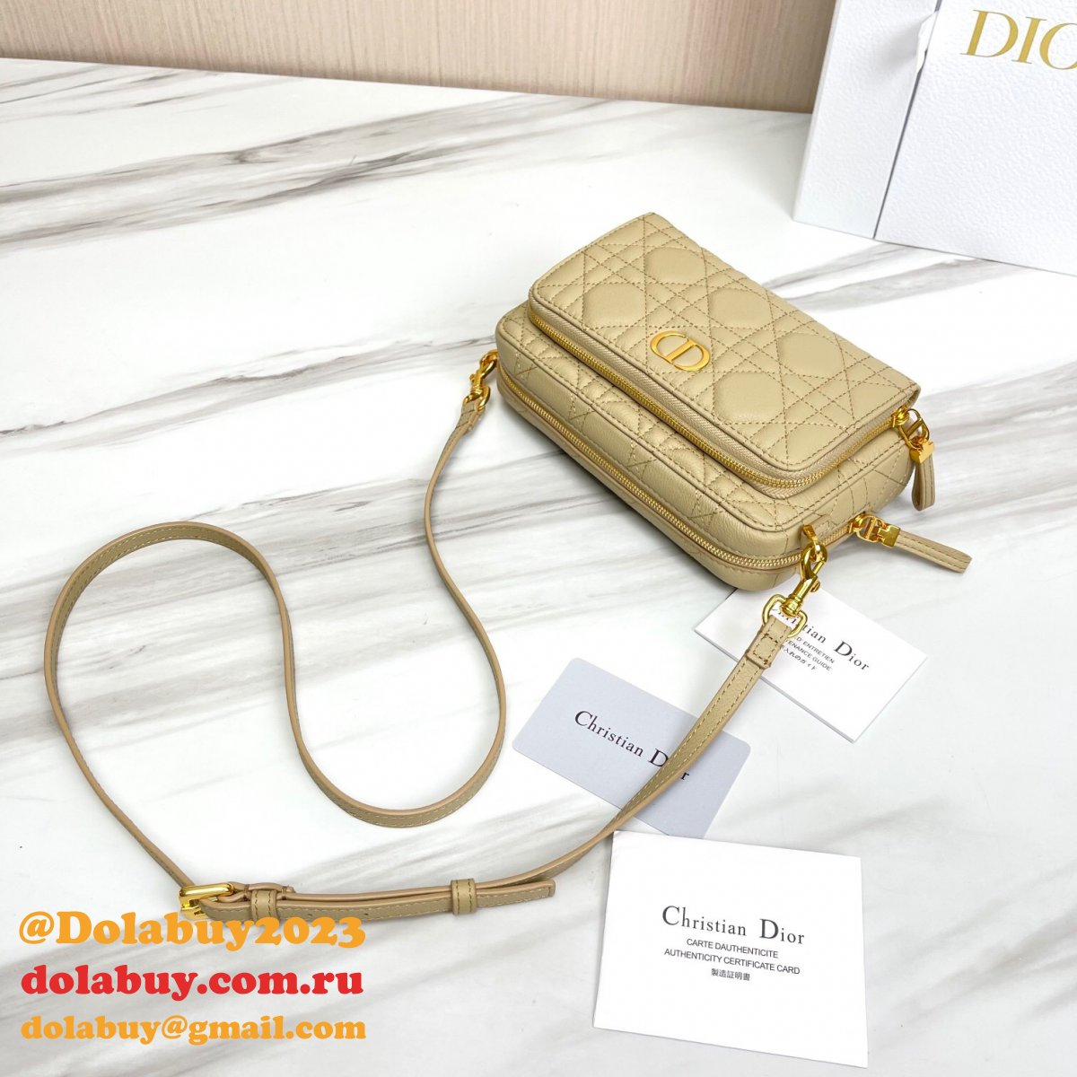 High Quality Dior Caro Bag Brown Supple Cannage Calfskin
