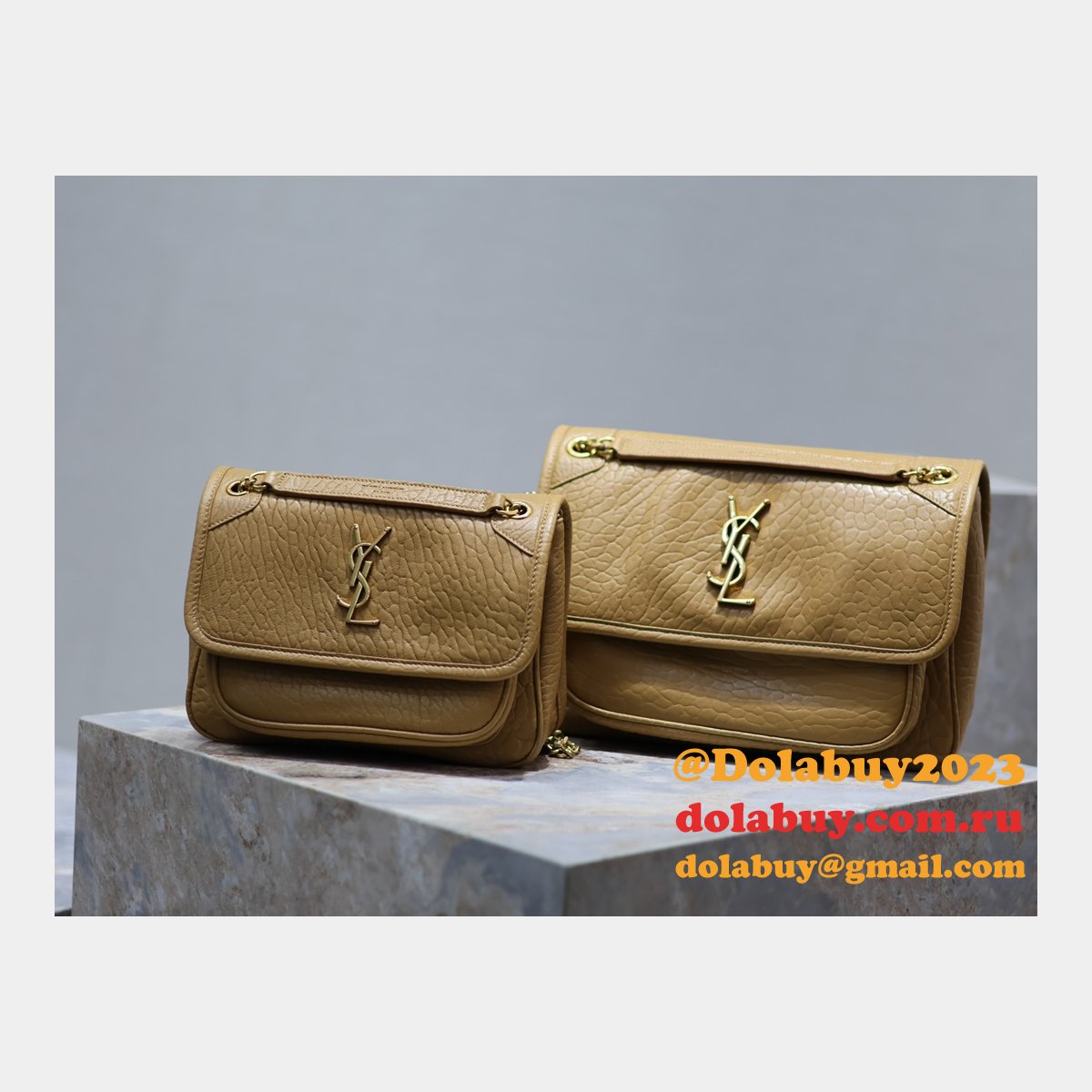 Best 28/22cm Replica Saint Laurent Niki 633158/633151 Khaki Bags