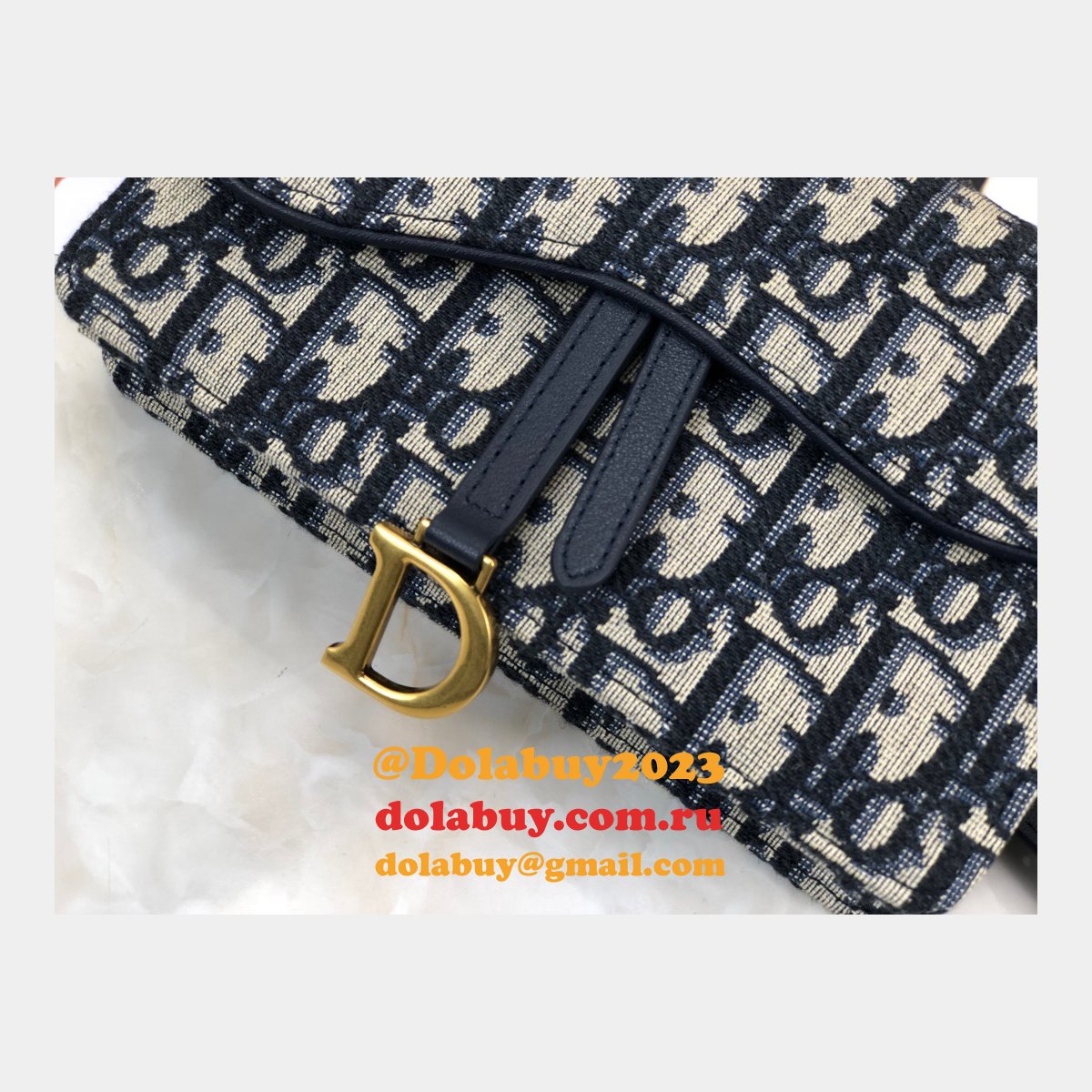 Best Dior Oblique Saddle Belt Replicas Bag Blue