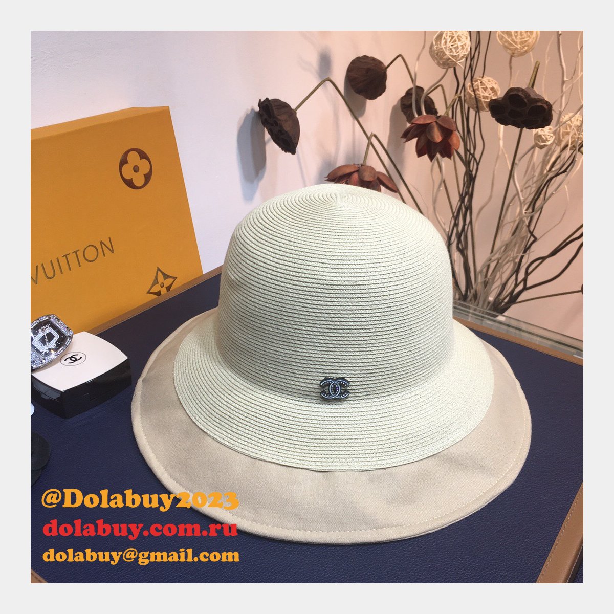 Wholesale CC design Fine straw woven hat bow