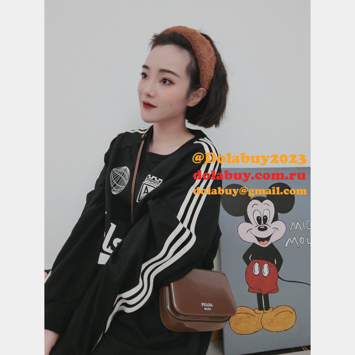 Black Brushed Shoulder Strap Prada 2VD061 Replica Designer Bag