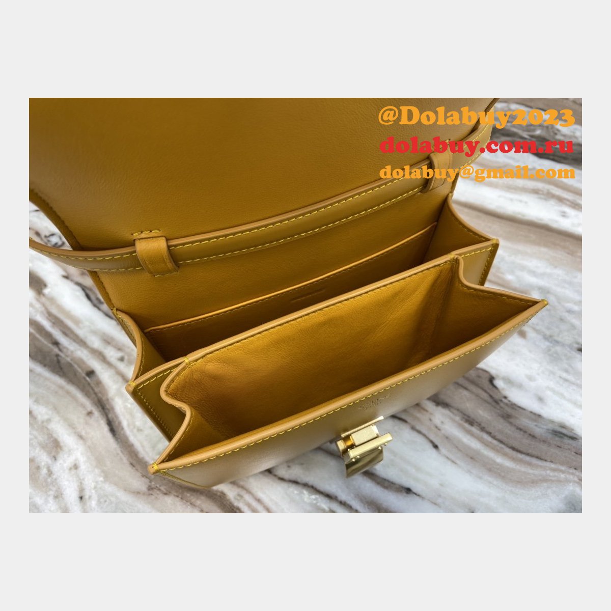 Celine Leather Teen Classic Bag in Yellow